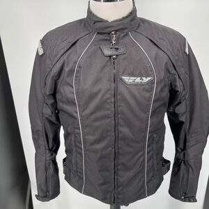 FLY Racing Motorcycle Riding Jacket WOMENS Black Front Zip Pockets Size LARGE